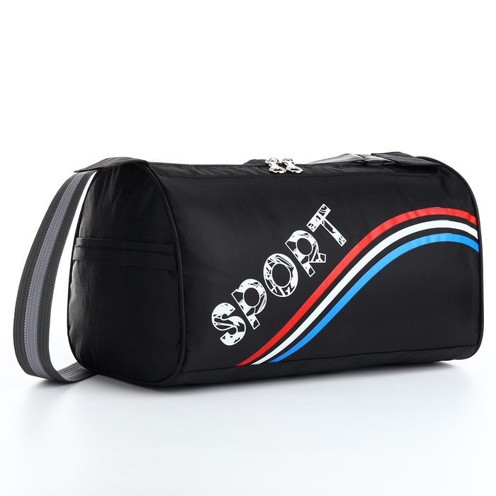 Сумка спортивная на молнии, боковой карман/сетка, регулируемый ремень, маленький размер, цвет чёрный/триколор Сумка спортивная на молнии, боковой карман/сетка, регулируемый ремень, маленький размер, цвет чёрный/триколор