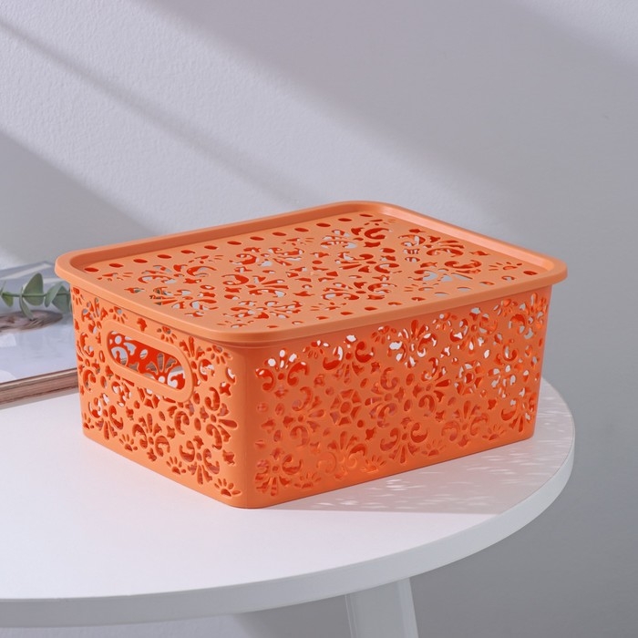 Контейнер для хранения с крышкой &laquo;Узор&raquo;, пластик, 25&times;19&times;10 см, цвет МИКС