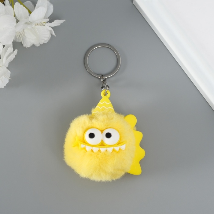 Пушистик на кольце Пушистик на кольце "Пиранья" жёлтый 7,5х7х6 см