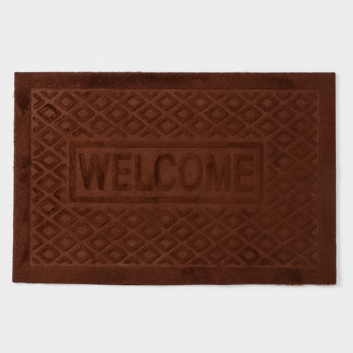 Коврик придверный Доляна Welcome, ромбы, влаговпитывающий, без окантовки, 38&times;58 см, цвет МИКС