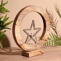 Подсвечник в деревянном кольце "Звезда" 30х8х33 см Подсвечник в деревянном кольце "Звезда" 30х8х33 см