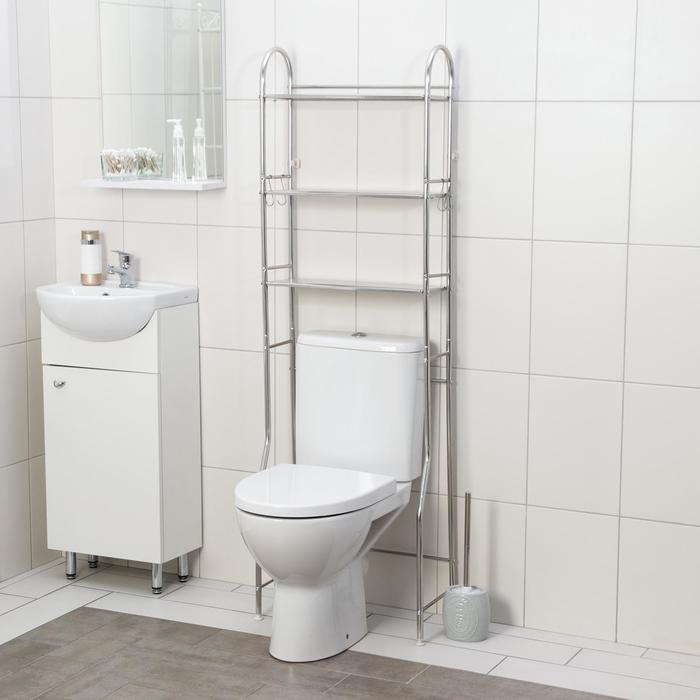 Стеллаж над унитазом, 3 яруса, 48&times;25&times;155 см, цвет хромированный