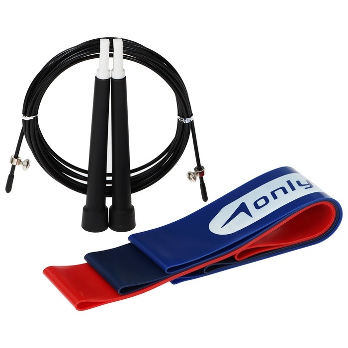 Набор для фитнеса ONLYTOP «Геометрия»: 3 фитнес-резинки, скакалка Набор для фитнеса ONLYTOP «Геометрия»: 3 фитнес-резинки, скакалка
