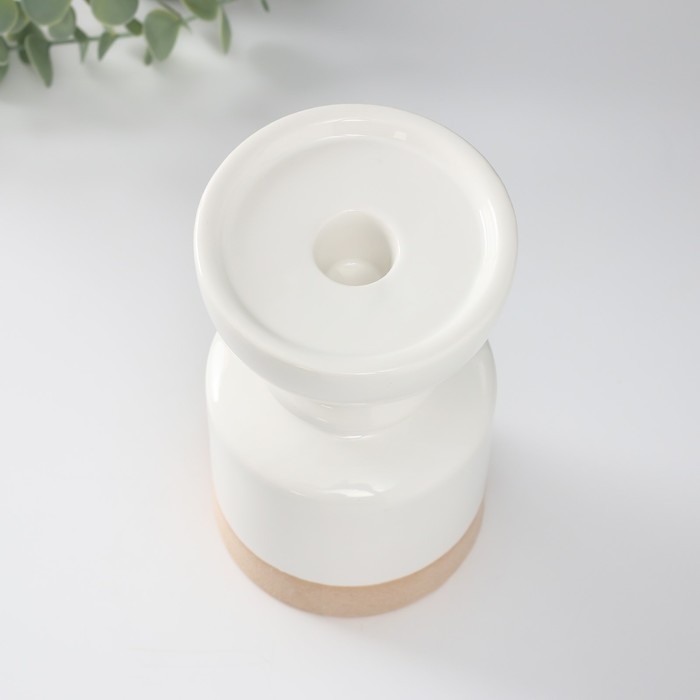 Подсвечник керамика на 1 свечу Подсвечник керамика на 1 свечу "Атлант" песочно-белый 9,5х9,5х17,5 см