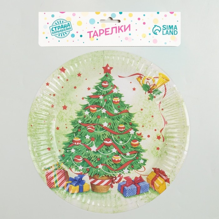 Тарелка бумажная &laquo;Новогодняя ёлочка&raquo;, набор 6 шт.