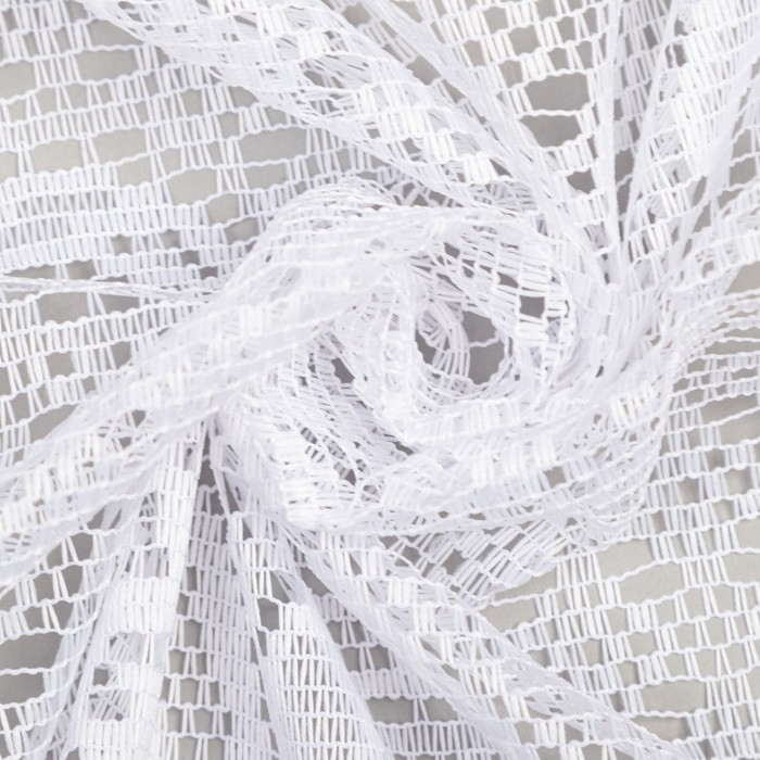 Тюль на кухню на шторной ленте, размер 245х165 см, цвет белый, 100% полиэстер