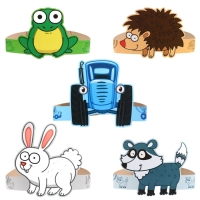 Набор карнавальных масок Зверята, Синий трактор 5 шт. Набор карнавальных масок Зверята, Синий трактор 5 шт.