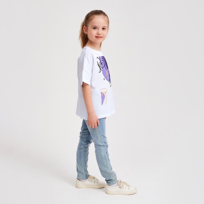 Футболка детская MINAKU Colors, цвет белый/фиолетовый, рост 104 Футболка детская MINAKU Colors, цвет белый/фиолетовый, рост 104