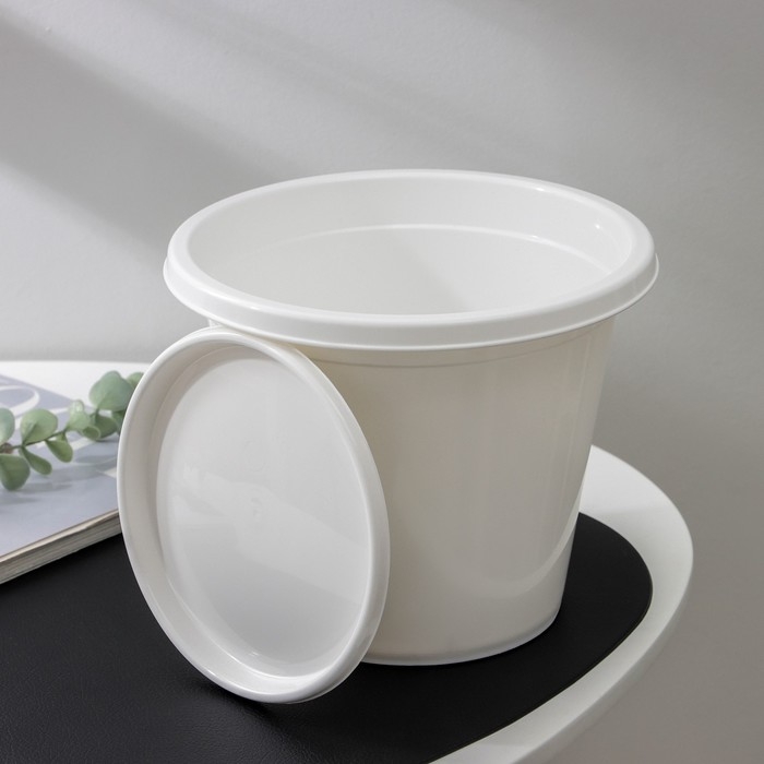 Горшок для цветов с поддоном «Эконом», 3 л, пластиковый, цвет белый Горшок для цветов с поддоном «Эконом», 3 л, пластиковый, цвет белый