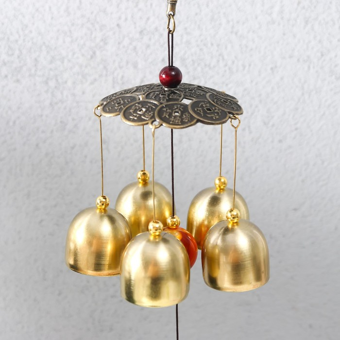 Музыка ветра металл Музыка ветра металл "Денежная жаба на монетках" 5 колокольчиков 41х6 см