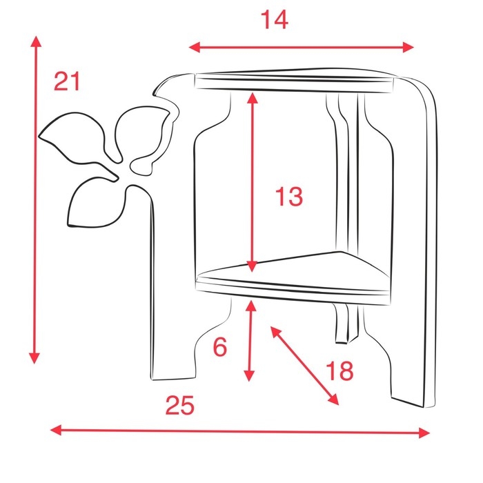 Стойка-полка для цветов двухъярусная Стойка-полка для цветов двухъярусная "Флора" 21х27х25 см, неокрашенная (для декорирования)