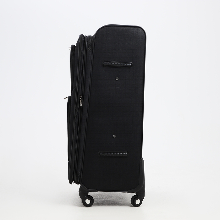 Чемодан большой 95 л (L), отдел на молнии, с расширением, кодовый замок, 4 колеса, 2 наружных кармана, цвет чёрный