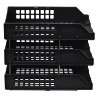 Набор лотков для бумаг горизонтальных Стамм STRONG, 3 штуки, на металлических стержнях, чёрный Набор лотков для бумаг горизонтальных Стамм STRONG, 3 штуки, на металлических стержнях, чёрный