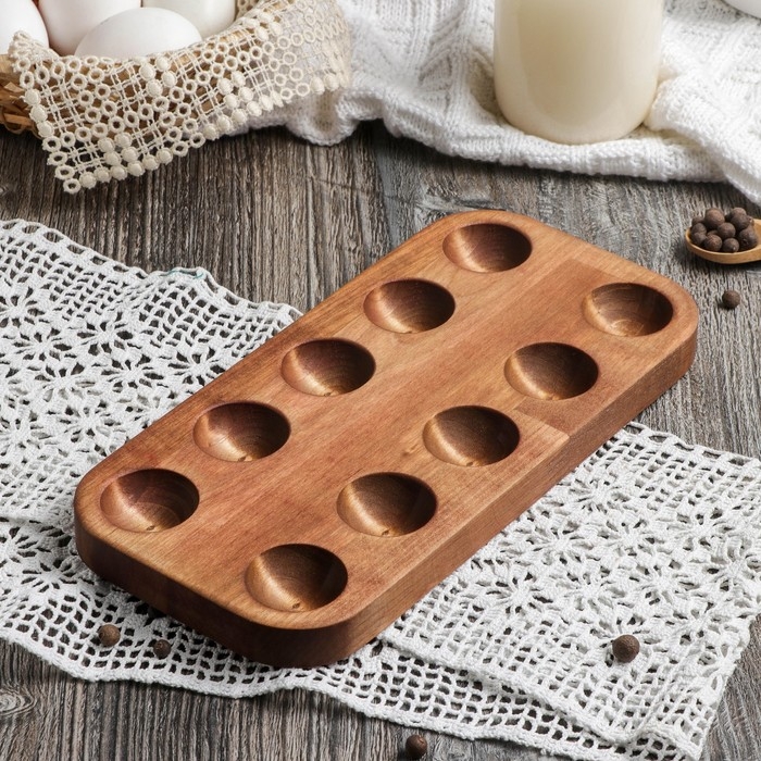 Подставка для яиц Adelica, 10 отделений, 12&times;25&times;1,8 см, массив берёзы