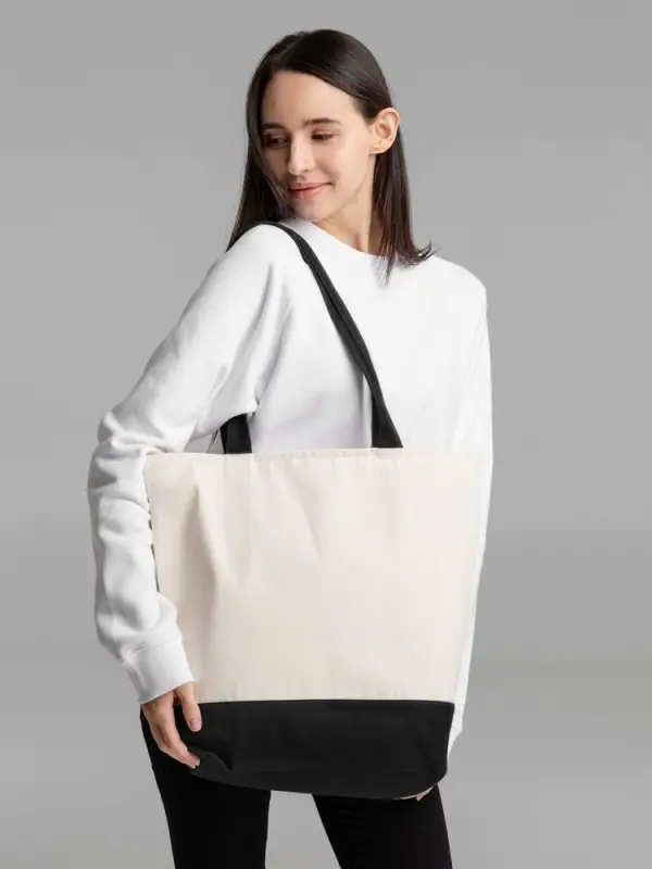 Сумка для покупок на молнии Shopaholic Zip, неокрашенная с черным Сумка для покупок на молнии Shopaholic Zip, неокрашенная с черным