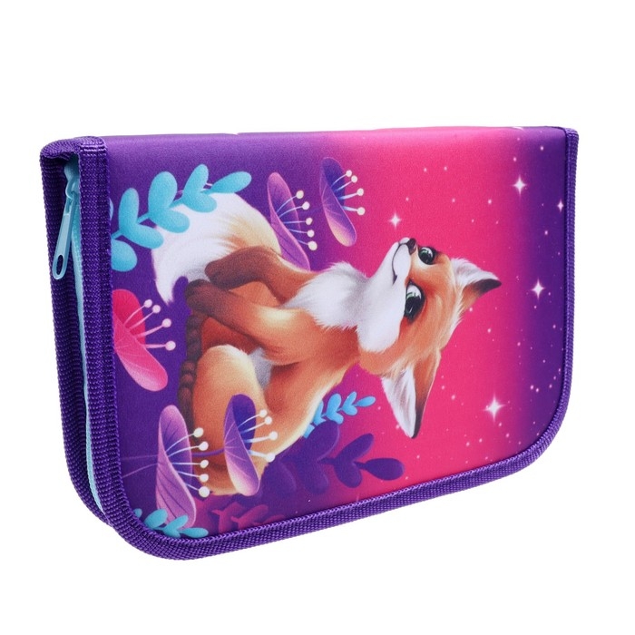 Пенал 3 секции, вкладка внутри, 140 х 210 х 40 мм, тканевый, Calligrata TOP Block Пенал 3 секции, вкладка внутри, 140 х 210 х 40 мм, тканевый, Calligrata TOP Block "Лисичка"