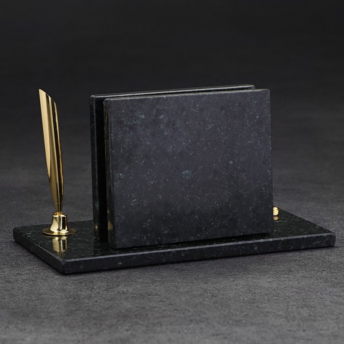 Набор настольный "Герб с львом", змеевик