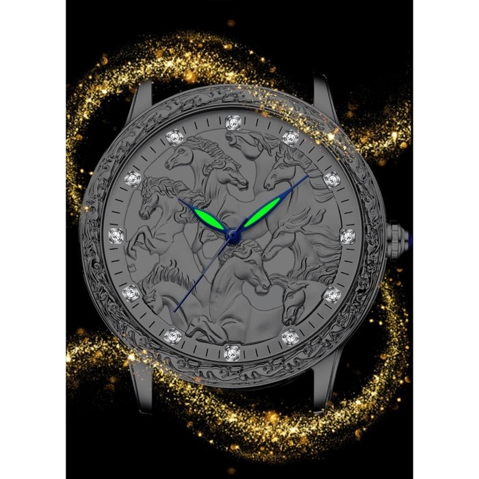 Часы наручные кварцевые мужские Часы наручные кварцевые мужские "Кони", d-4.4 см, серебро