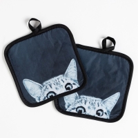 Кухонный набор (2 предмета) Этель LoveLife &laquo;Кошечка&raquo;, прихватка 17х17 см - 2 шт, 100% п/э