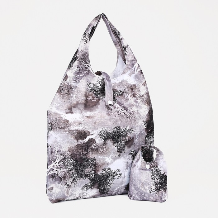 Сумка хозяйственная на кнопке, складная, цвет серый