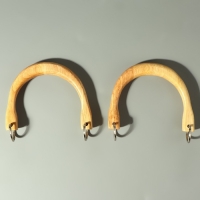 Ручки для сумки деревянные, с полукольцами, 10,3 &times; 8 см, 2 шт, цвет бежевый/серебряный