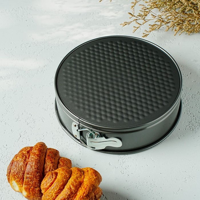 Форма для выпечки Доляна &laquo;Элин. Круг&raquo;, d=22 см, съёмное дно, антипригарное покрытие, цвет чёрный