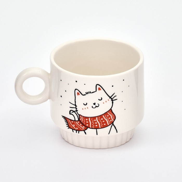 Новый год. Набор кружек из керамики &laquo;Снежные котики&raquo;, 250 мл, 2 шт