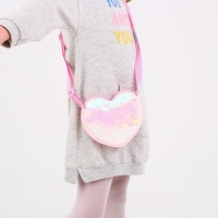 Сумка детская для девочки, с пайетками, сердце, 17 х 15 х 1 см, цвет розовый Сумка детская для девочки, с пайетками, сердце, 17 х 15 х 1 см, цвет розовый