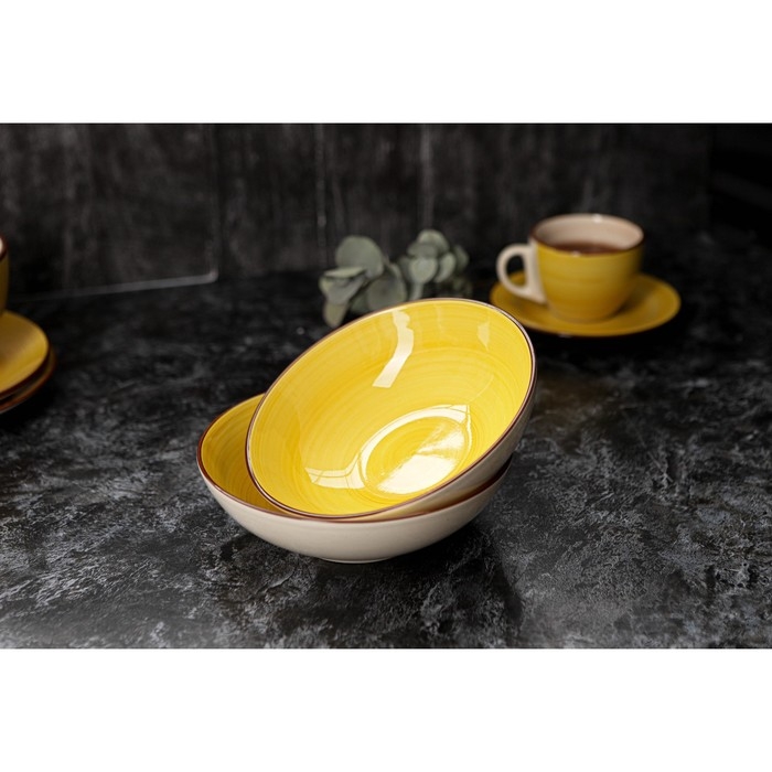 Тарелка керамическая глубокая Доляна «Морской мир», 540 мл, d=18 см, цвет жёлтый Тарелка керамическая глубокая Доляна «Морской мир», 540 мл, d=18 см, цвет жёлтый