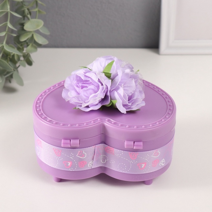 Шкатулка музыкальная механическая Шкатулка музыкальная механическая "Нежные розы" фиолетовая 12х13,5х10,5 см