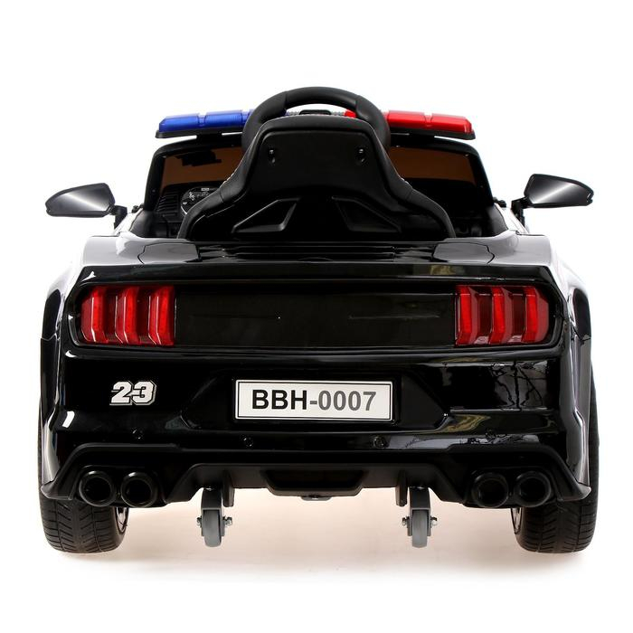 Электромобиль POLICE, EVA колеса, кожаное сиденье, цвет чёрный глянец