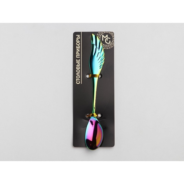 Ложка чайная из нержавеющей стали Magistro Wings, длина 14 см, цвет неоновый Ложка чайная из нержавеющей стали Magistro Wings, длина 14 см, цвет неоновый