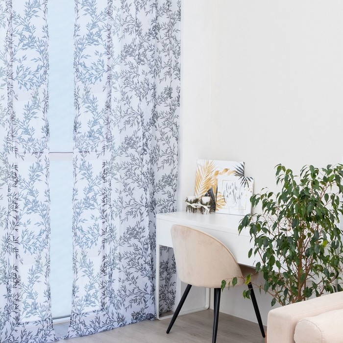 Тюль Этель &laquo;Шум листвы, на шторной ленте 280х270 см, 70гр/м2, 100% п/э