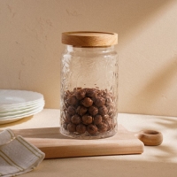 Банка стеклянная для хранения сыпучих продуктов SL Home &laquo;Валенсия&raquo;, 2 л, 12&times;20,5 см, с деревянной крышкой