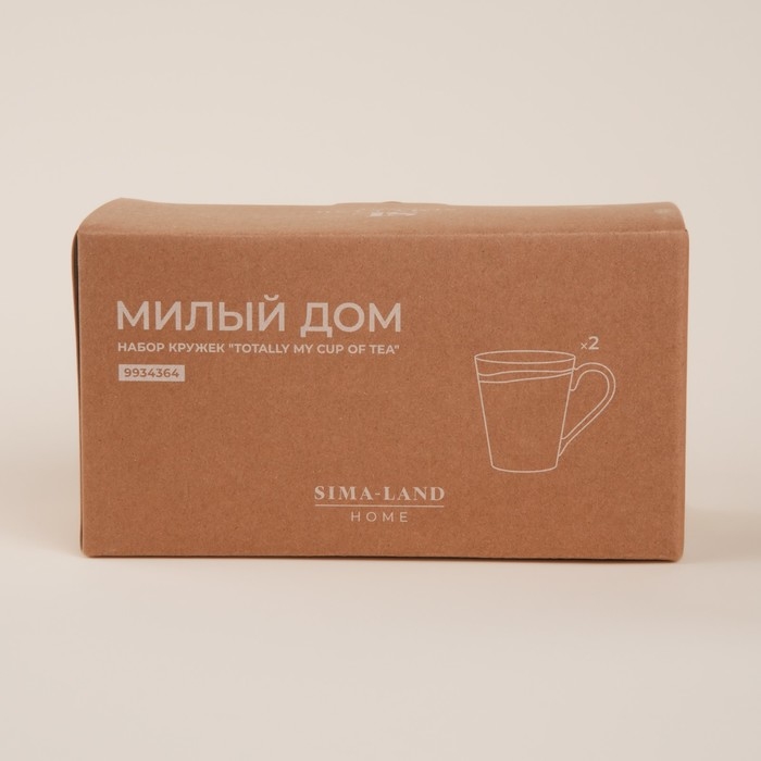 Набор кружек фарфоровых SL Home &laquo;Милый дом&raquo;, 350 мл, цвет белый