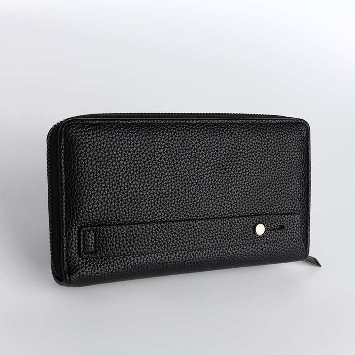 Портмоне-клатч мужское на молнии, карман для телефона, цвет чёрный Портмоне-клатч мужское на молнии, карман для телефона, цвет чёрный