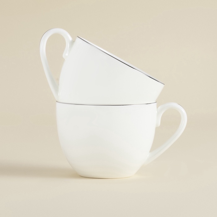 Чайные пары SL Home &laquo;Каскарон&raquo;, 240 мл, набор 2 шт, костяной фарфор, белые