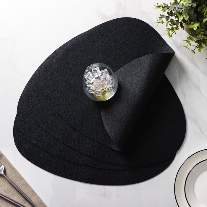 Набор салфеток сервировочных на стол Magistro «Тэм», 44×35 см, 4 шт, цвет чёрный Набор салфеток сервировочных на стол Magistro «Тэм», 44×35 см, 4 шт, цвет чёрный