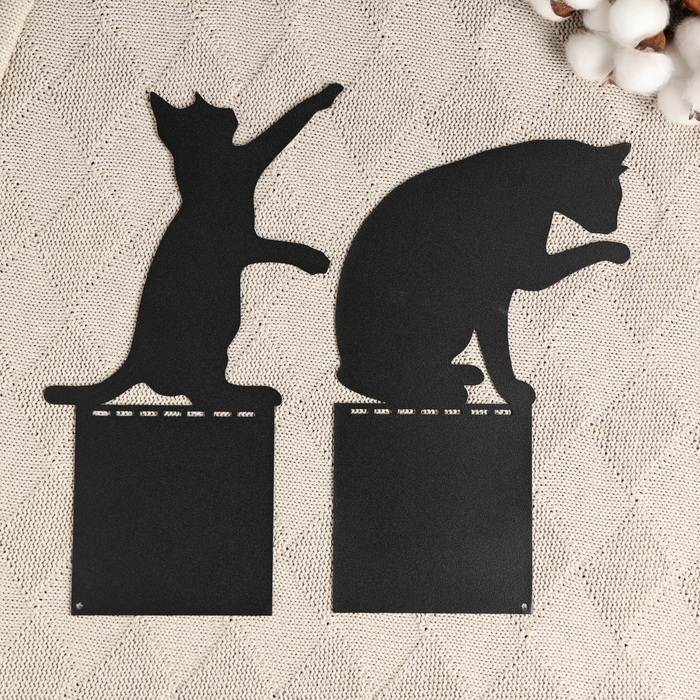 Держатель-подставка для книг "Кошки" набор 2шт, 15х10х10см, черный