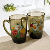 Кружка стеклянная &laquo;Букеты&raquo;, 300 мл, цвет МИКС