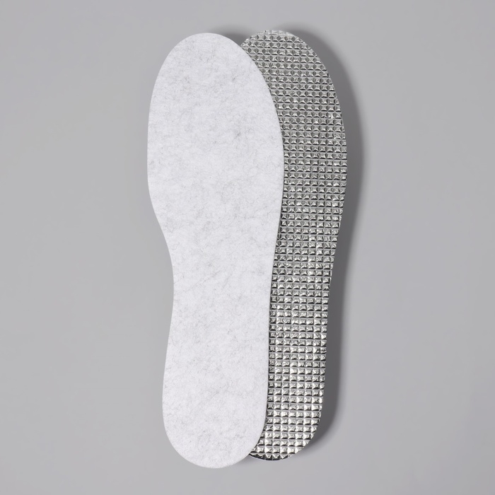 Стельки для обуви, утеплённые, универсальные, 25-46 р-р, 29 см, пара, цвет серый