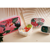 Набор контейнеров пищевых Доляна &laquo;Тропики&raquo;, 3 шт: 150 мл, 500 мл, 1,2 л, прямоугольные