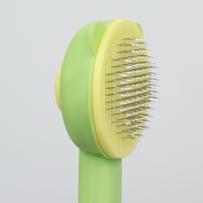 Пуходёрка пластиковая Пуходёрка пластиковая "Кошка" с функцией самоочистки, 8,5 х 20 см, зелёная