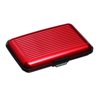 Визитница пластиковая, металлическая, с отделениями внутри, красная