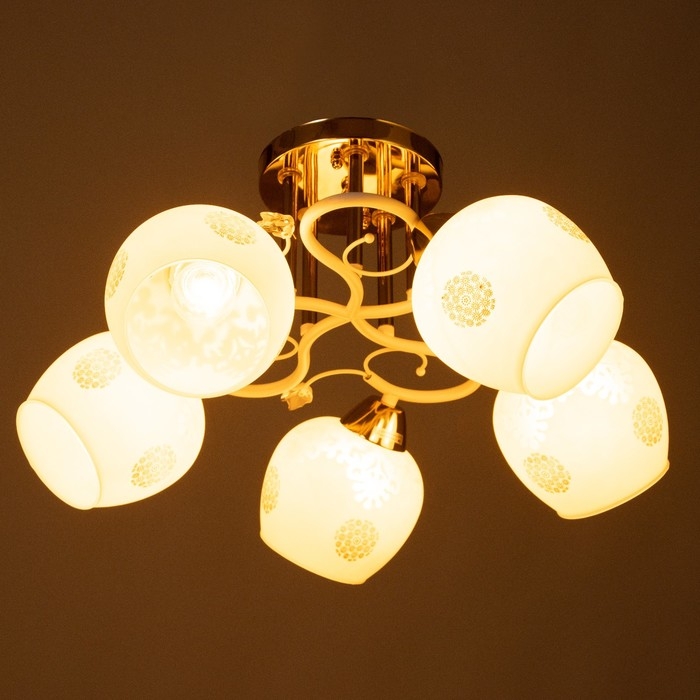 Люстра Люстра "Оливия" 5х60Вт Е27 Золото, белый 52х52х28см