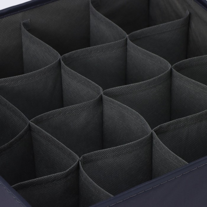 Органайзер для хранения белья LaDо́m, 16 ячеек, 32&times;32&times;12 см, цвет графитовый