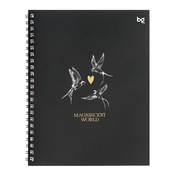 Тетрадь 48 листов, в клетку, на гребне, Magnificent World, обложка мелованный картон, матовая ламинация, тиснение фольгой, МИКС Тетрадь 48 листов, в клетку, на гребне, Magnificent World, обложка мелованный картон, матовая ламинация, тиснение фольгой, МИКС