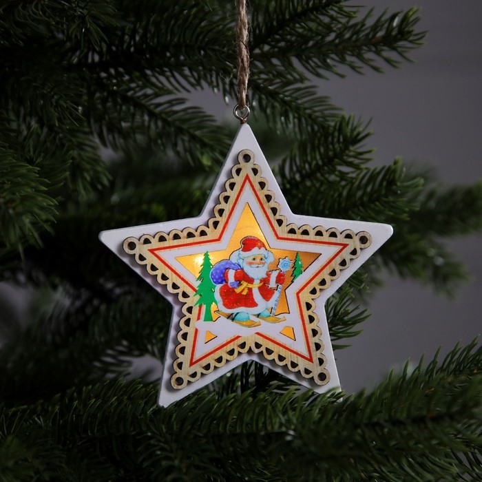 Ёлочная игрушка &laquo;Дед Мороз&raquo;, от батареек, свечение тёплое белое