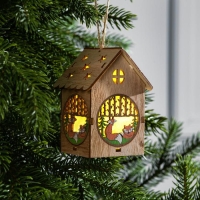 Ёлочная игрушка &laquo;Домик с лисой&raquo;, от батареек, свечение тёплое белое