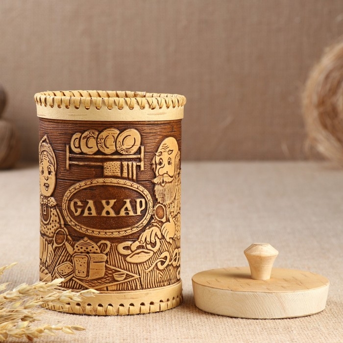 Туес &laquo;Дедушка и бабушка&raquo;, сахар,10х17,5 см, береста